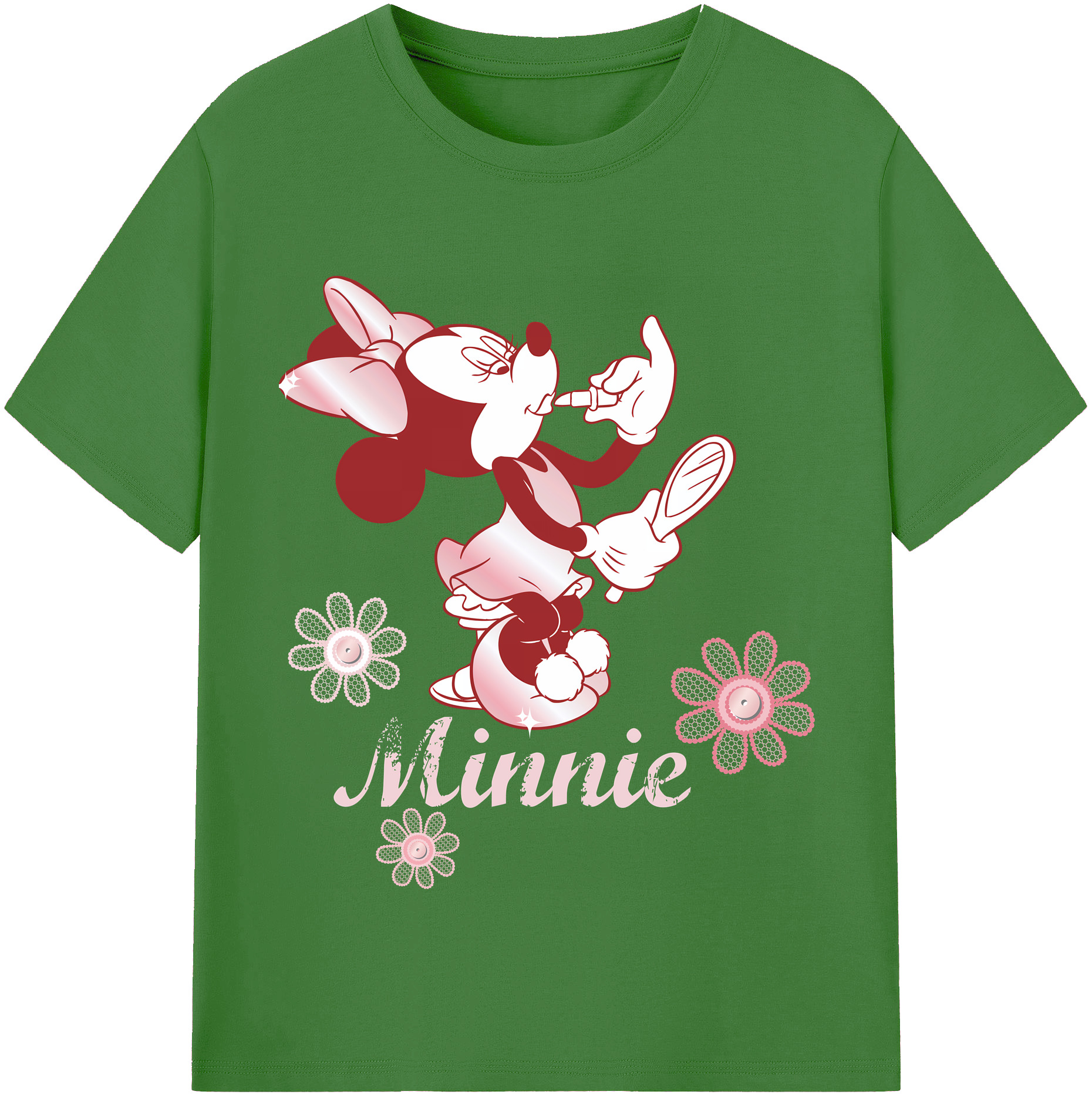 （画像用） ミッキーマウス Mickey Mouse レディースカジュアルプリントTシャツ（綿100％）